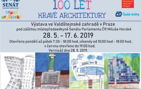 Pozvánka na výstavu 100 let hravé architektury ve Valdštejnské zahradě v Praze od 28. 5. - 17. 6. 2019